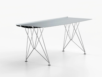 TABLE B DESK - INOX - Rectangular aluminium and stainless steel writing desk by BD Barcelona Design - view 2